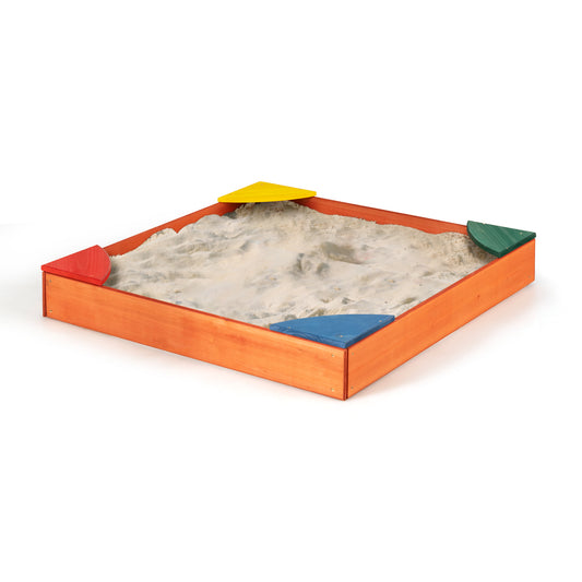 Kids Outdoor Wooden Backyard Sandbox with Built-in Corner Seating Kids Crystal