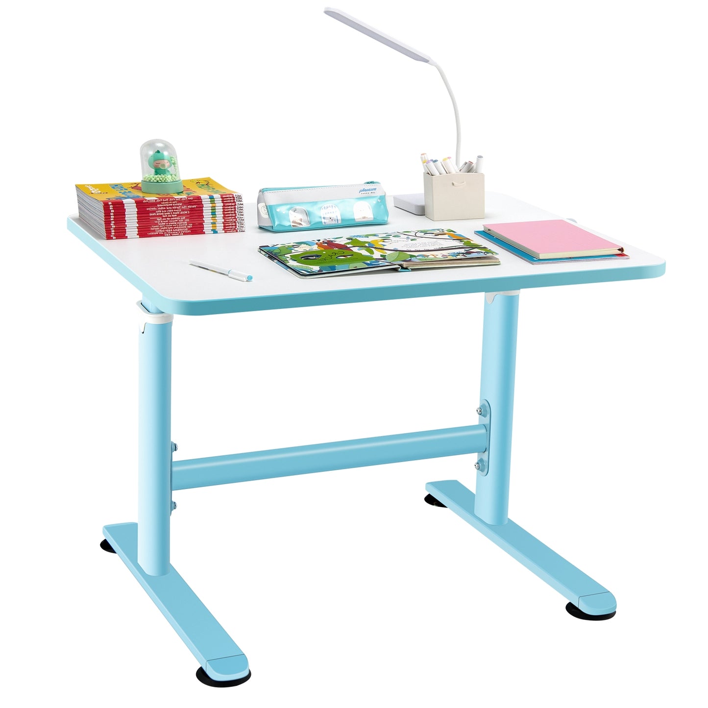 32 x 24 Inch Height Adjustable Desk with Hand Crank Adjusting for Kids-Blue Kids Crystal