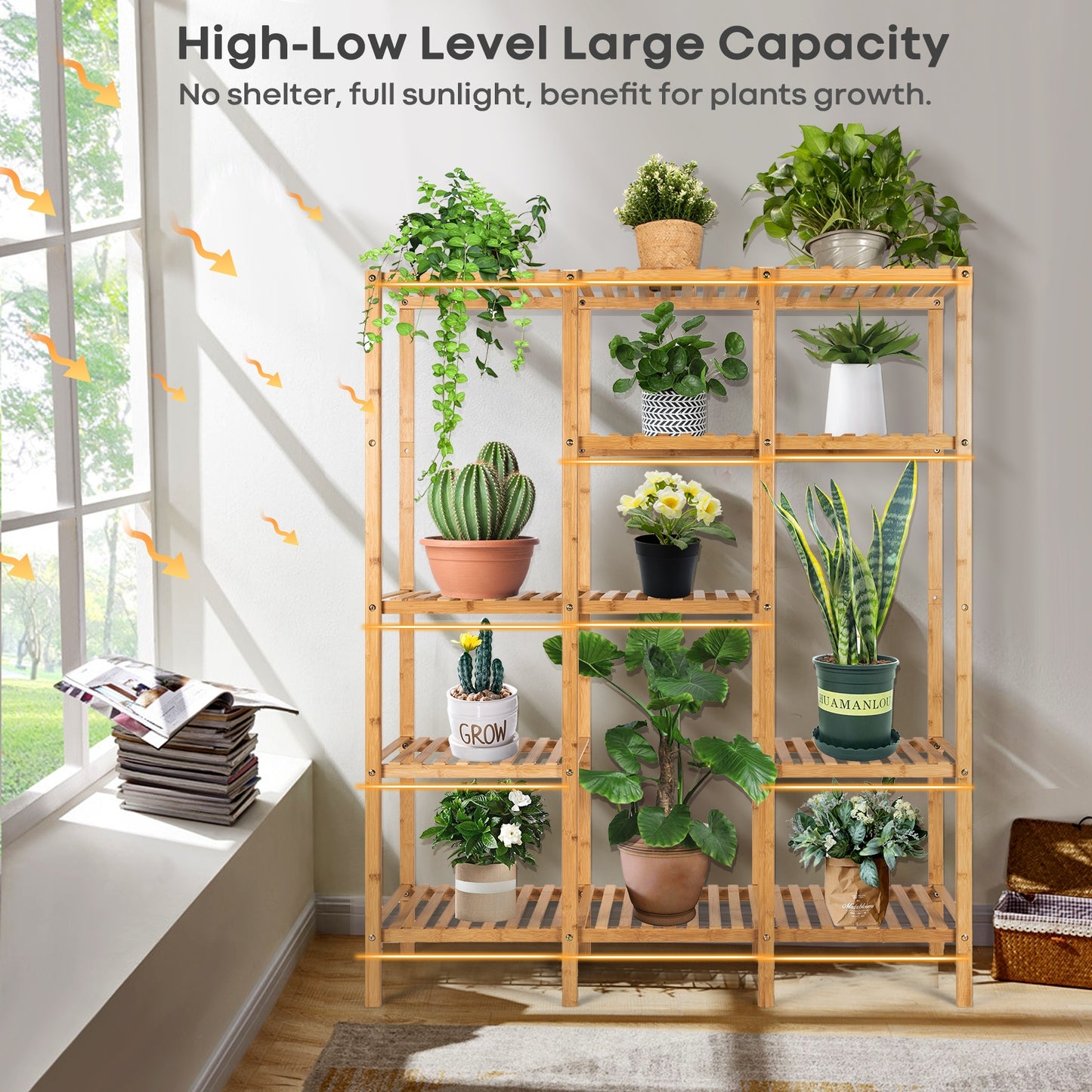 5-Tier Multifunctional Bamboo Shelf Storage Organizer Rack Kids Crystal