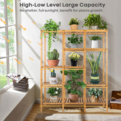 5-Tier Multifunctional Bamboo Shelf Storage Organizer Rack