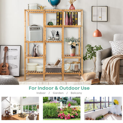 5-Tier Multifunctional Bamboo Shelf Storage Organizer Rack