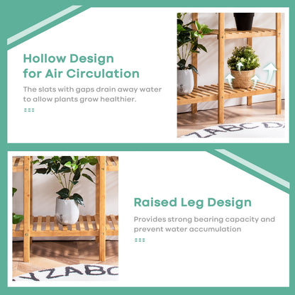 5-Tier Multifunctional Bamboo Shelf Storage Organizer Rack