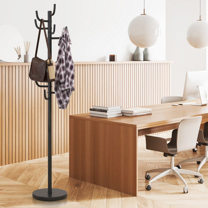 Metal Coat Rack Stand with 8 Sturdy Hooks and Metal Base
