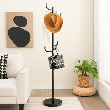 Metal Coat Rack Stand with 8 Sturdy Hooks and Metal Base