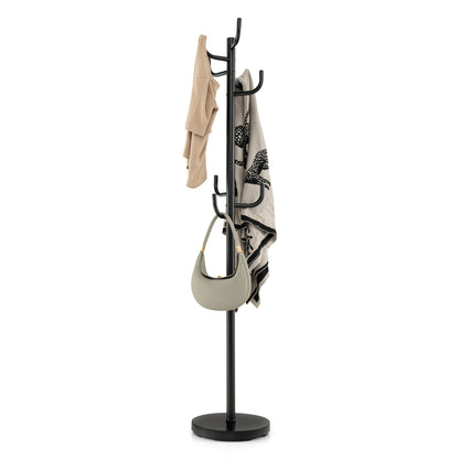 Metal Coat Rack Stand with 8 Sturdy Hooks and Metal Base