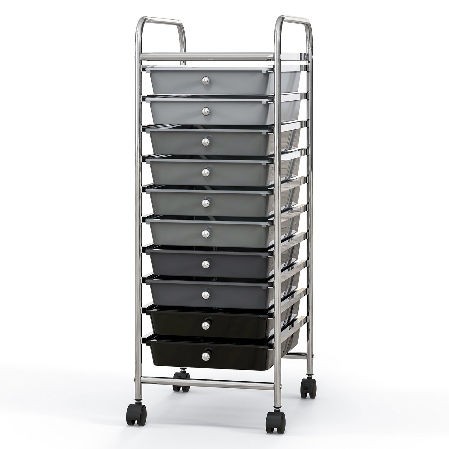 10 Drawer Rolling Storage Cart Organizer with 4 Universal Casters-Gradient Gray Kids Crystal