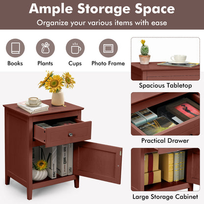 2-Tier Accent Table with Spacious Tabletop-Walnut