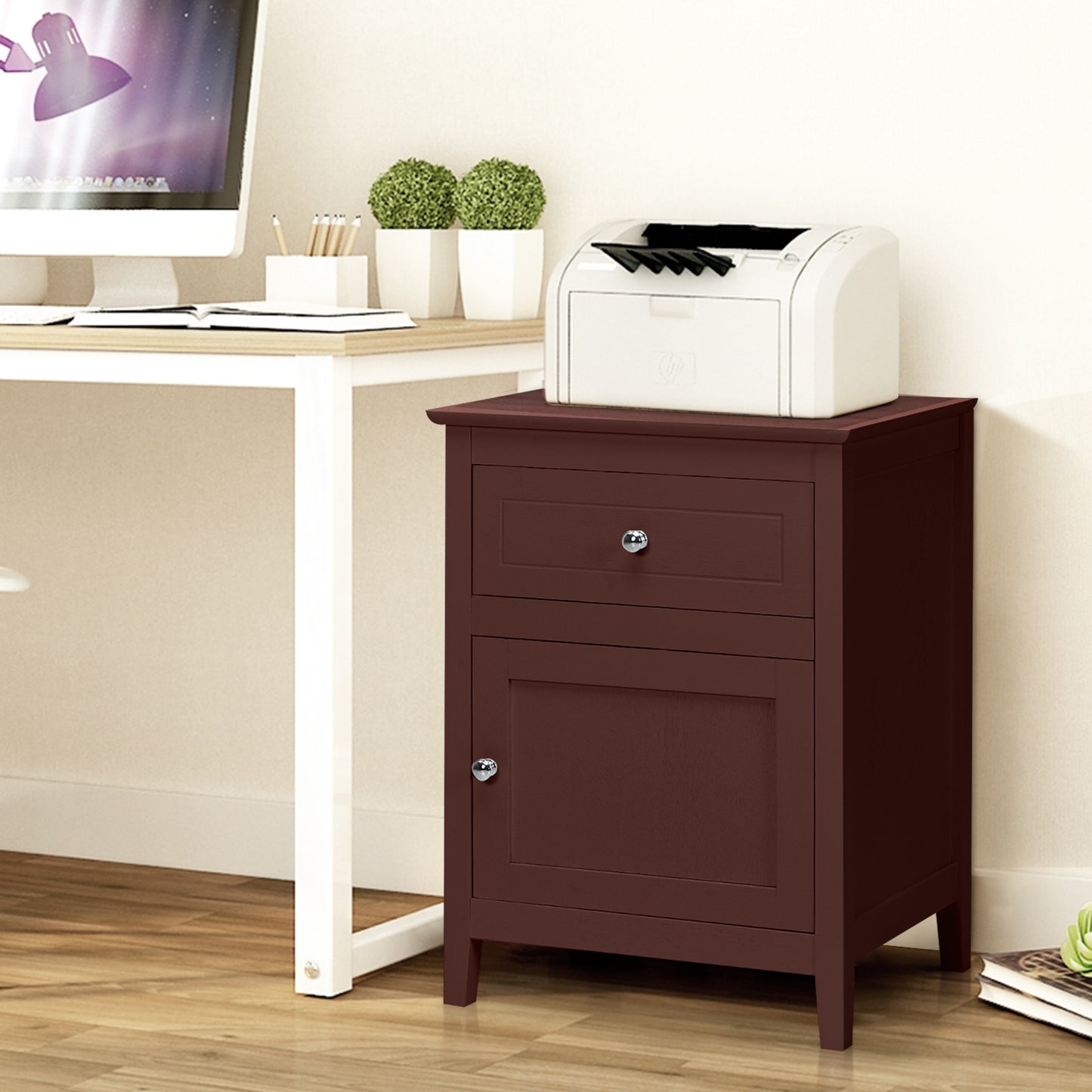 2-Tier Accent Table with Spacious Tabletop-Dark Brown Kids Crystal