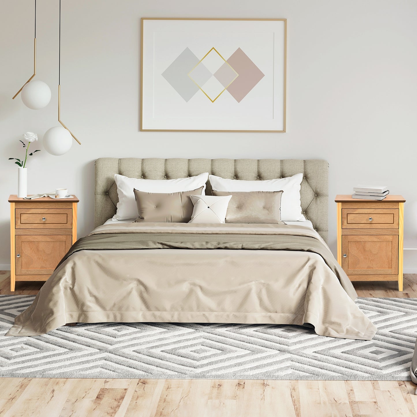 2-Tier Accent Table with Spacious Tabletop-Natural Kids Crystal