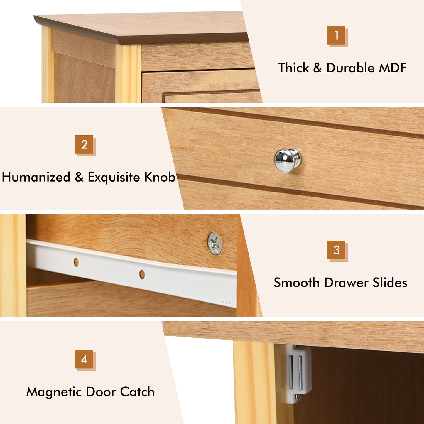 2-Tier Accent Table with Spacious Tabletop-Natural Kids Crystal