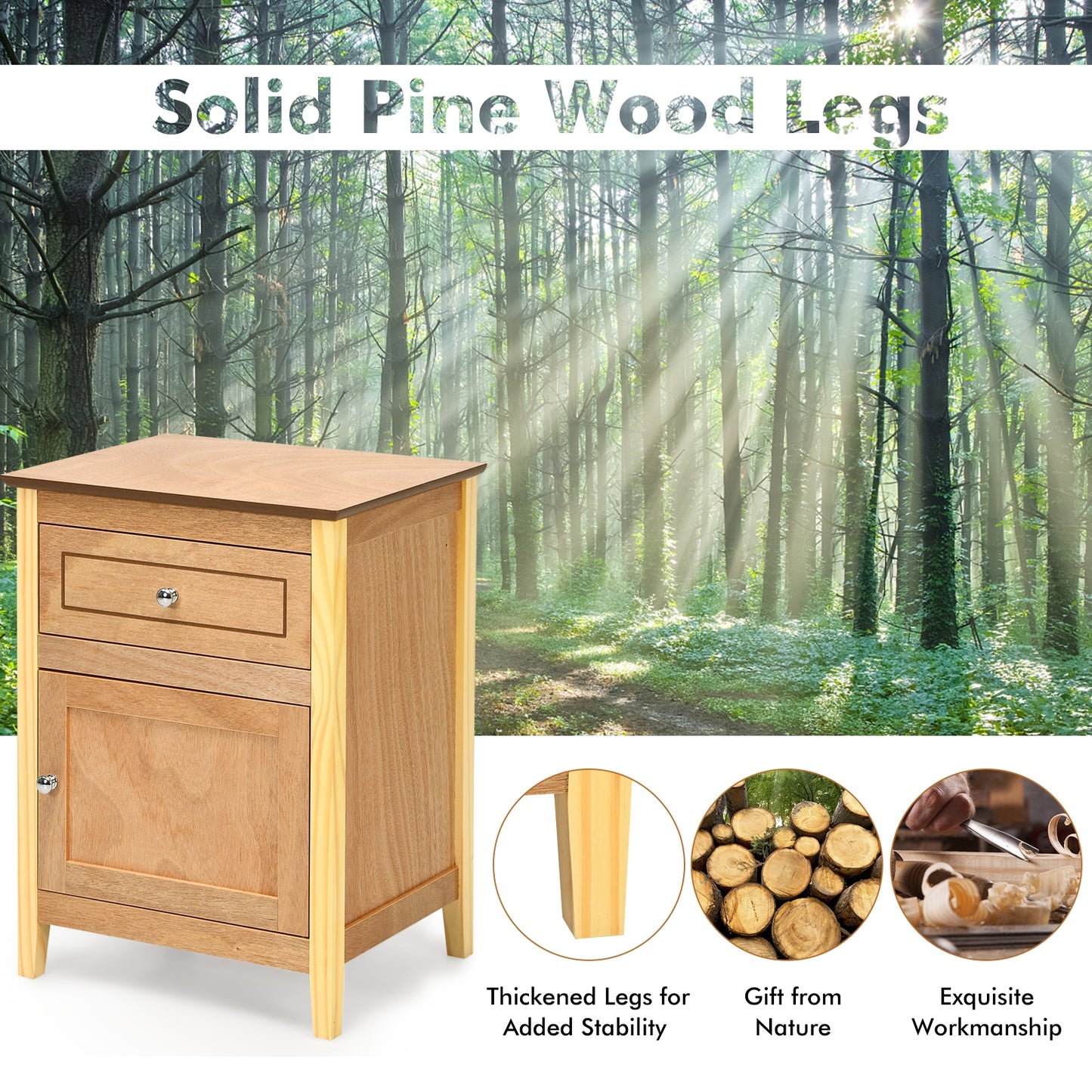 2-Tier Accent Table with Spacious Tabletop-Natural Kids Crystal