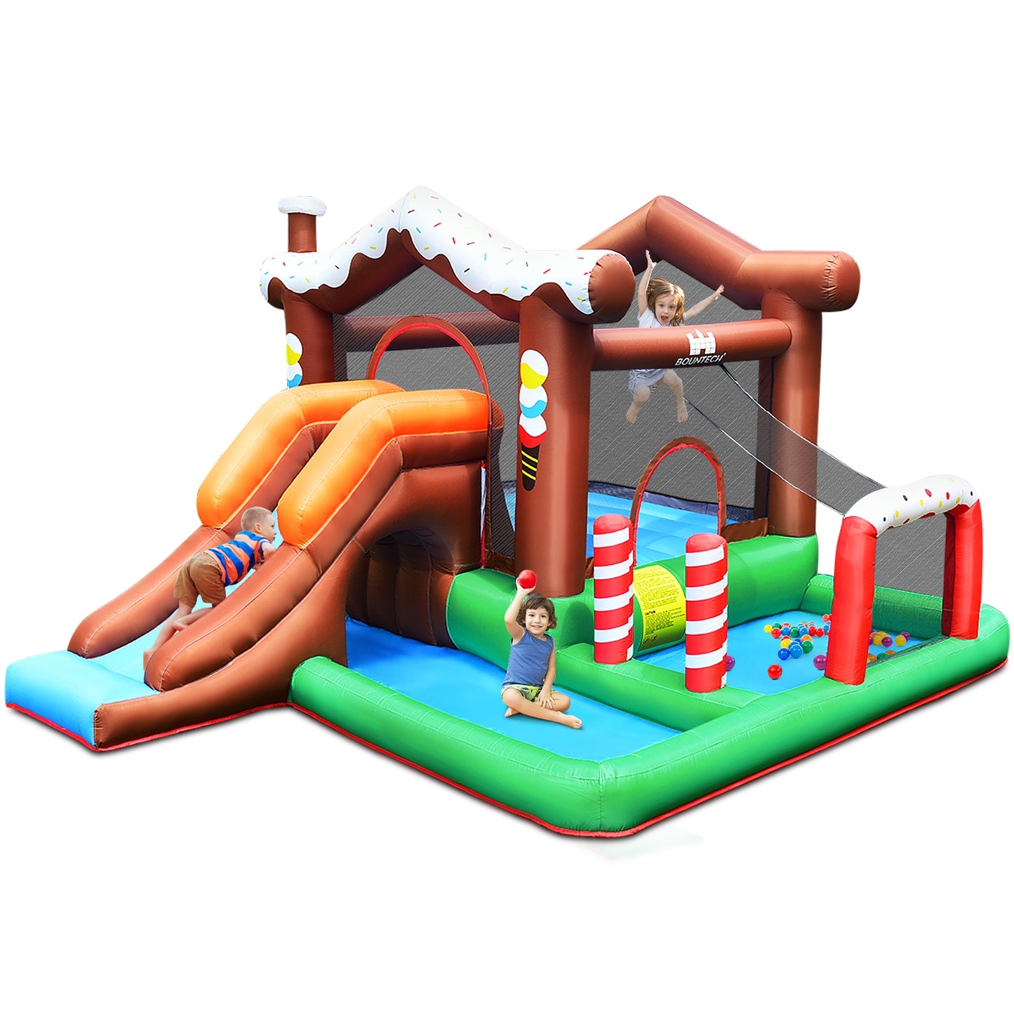 Kids Inflatable Bounce House Jumping Castle Slide Climber Bouncer Without Blower Kids Crystal