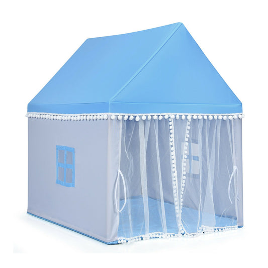 Kids Play Tent Large Playhouse Children Play Castle Fairy Tent Gift with Mat-Blue Kids Crystal