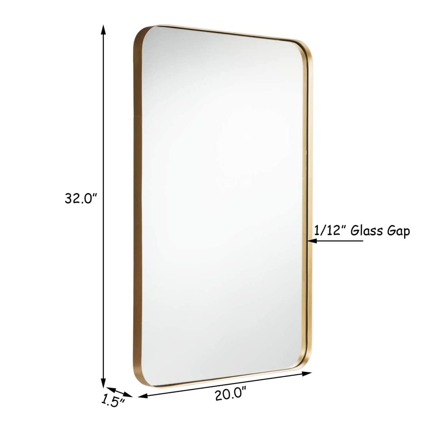 32 Inch x 20 Inch Metal Frame Wall-Mounted Rectangle Mirror-Golden Kids Crystal