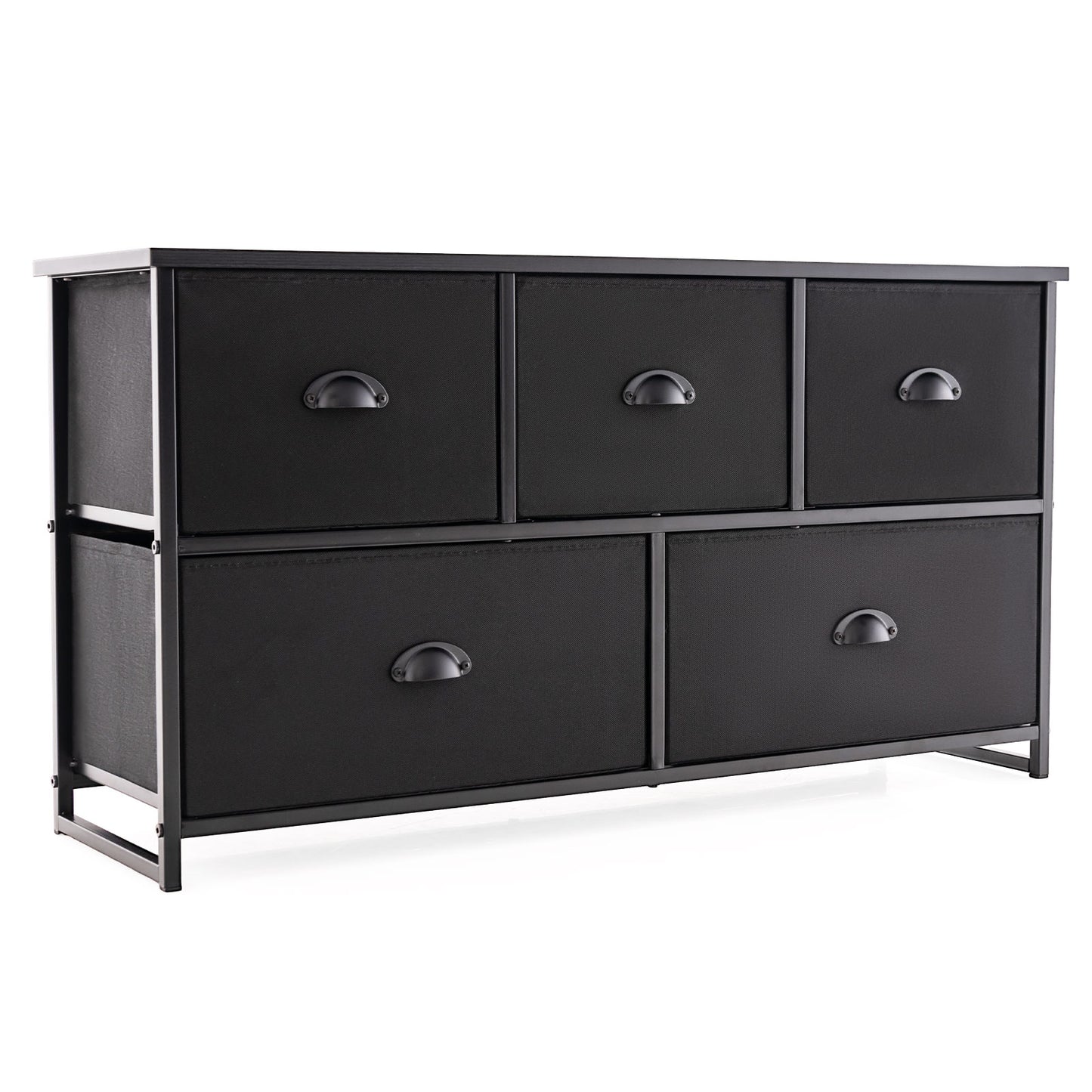 Dresser Storage Tower with 5 Foldable Cloth Storage Cubes-Black Kids Crystal
