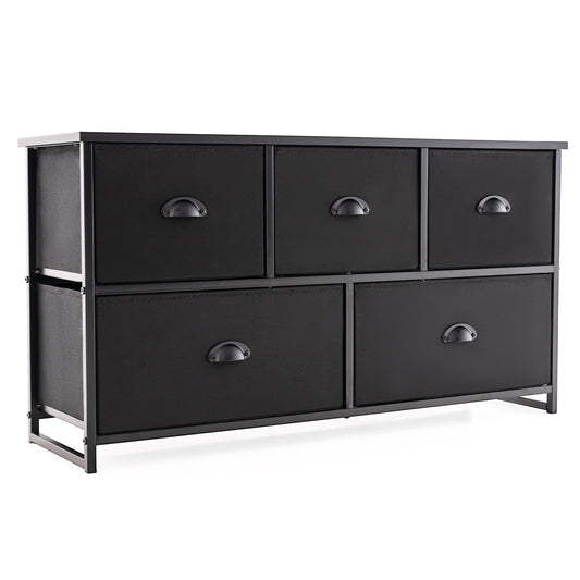 Dresser Storage Tower with 5 Foldable Cloth Storage Cubes-Black Kids Crystal