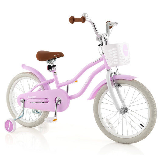 Children Bicycle with Front Handbrake and Rear Coaster Brake-Purple Kids Crystal