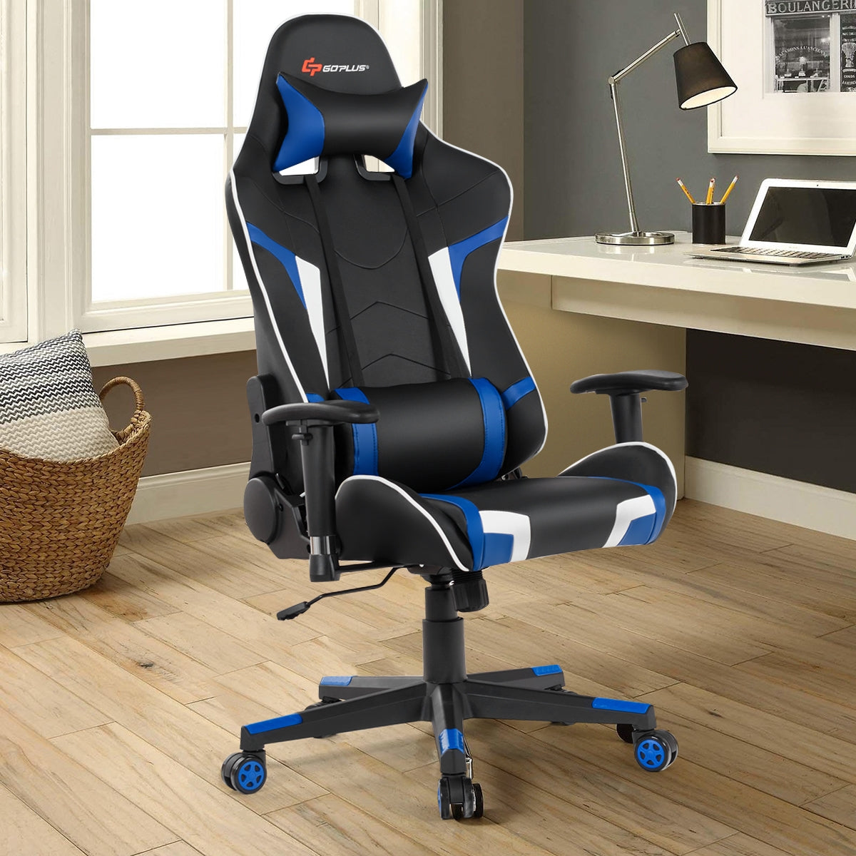 Reclining Swivel Massage Gaming Chair with Lumbar Support-Blue Kids Crystal