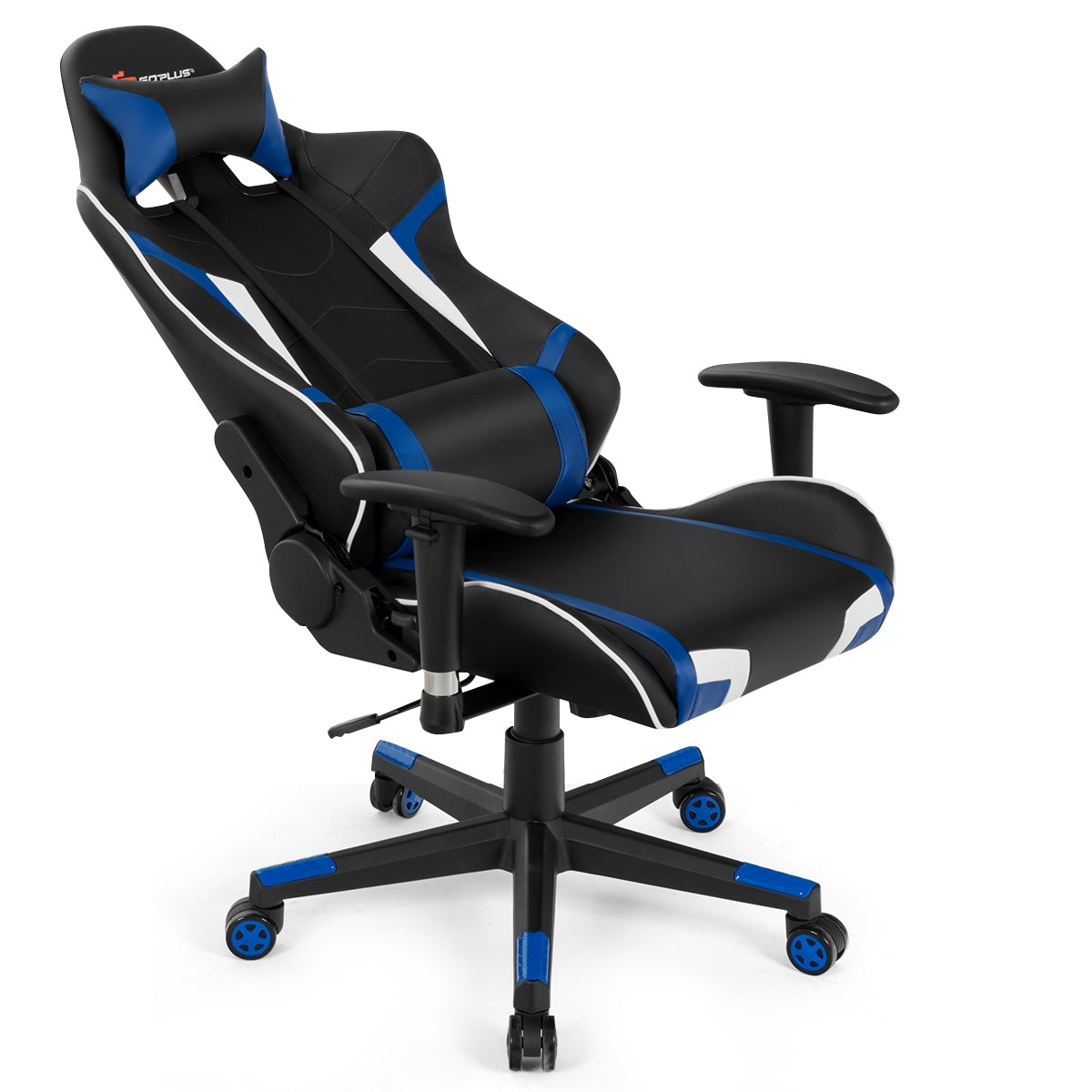 Reclining Swivel Massage Gaming Chair with Lumbar Support-Blue Kids Crystal