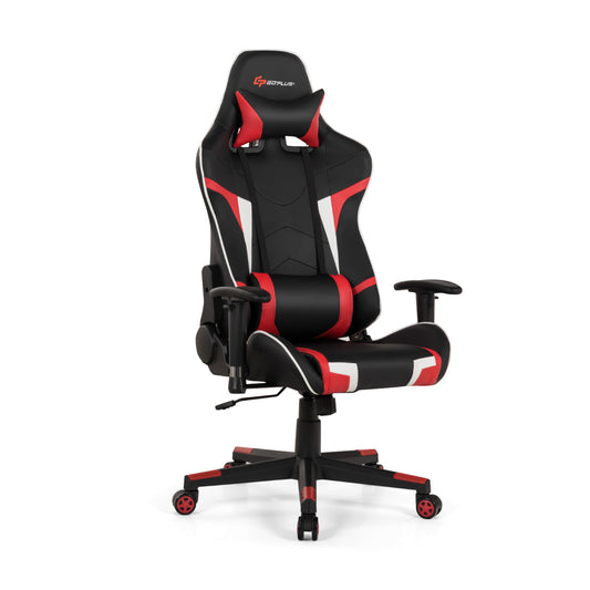 Reclining Swivel Massage Gaming Chair with Lumbar Support-Red Kids Crystal
