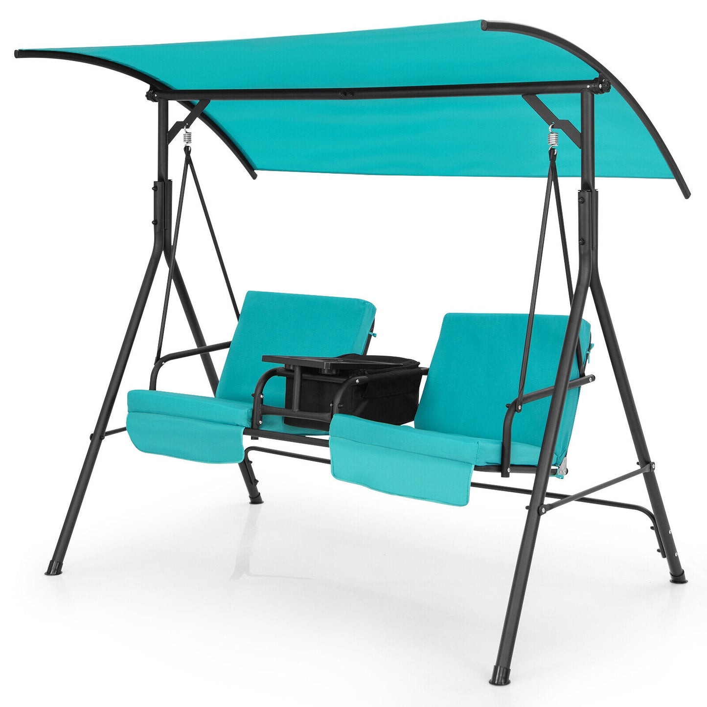 Porch Swing Chair with Adjustable Canopy-Turquoise Kids Crystal
