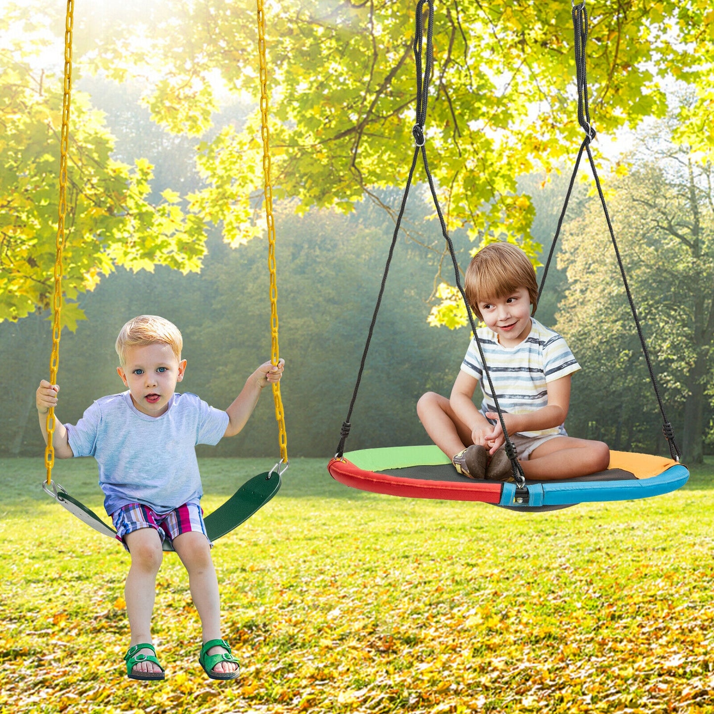 2-Pack Swing Set Swing Seat Replacement and Saucer Tree Swing (Without Stand) Kids Crystal