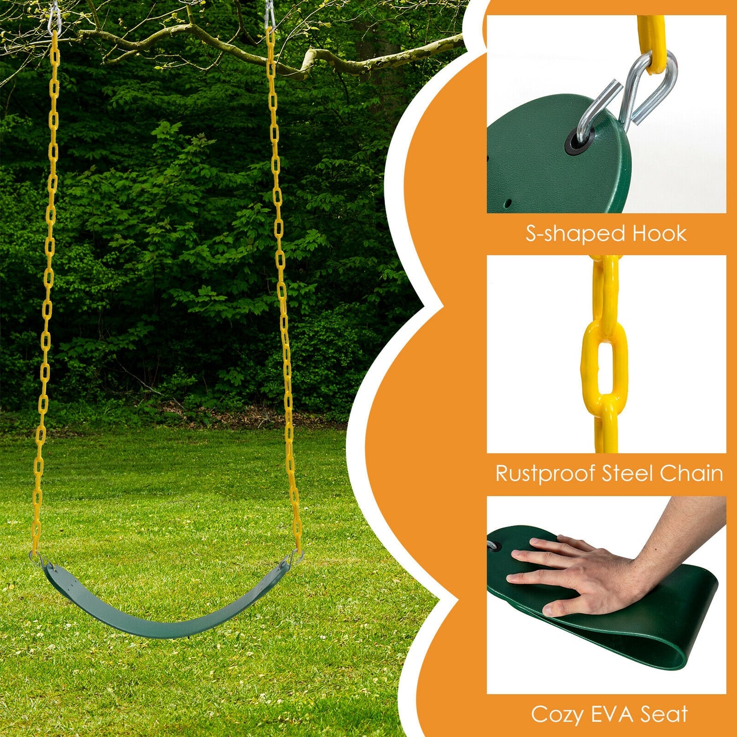 2-Pack Swing Set Swing Seat Replacement and Saucer Tree Swing (Without Stand) Kids Crystal