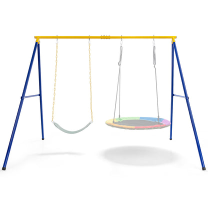 660 LBS Extra-Large A-Shaped Swing Stand with Anti-Slip Footpads (Without Seat)-Yellow