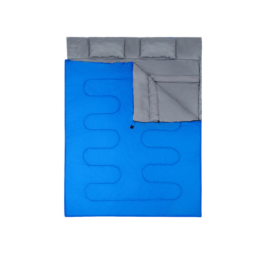 2 Person Waterproof Sleeping Bag with 2 Pillows-Blue Kids Crystal