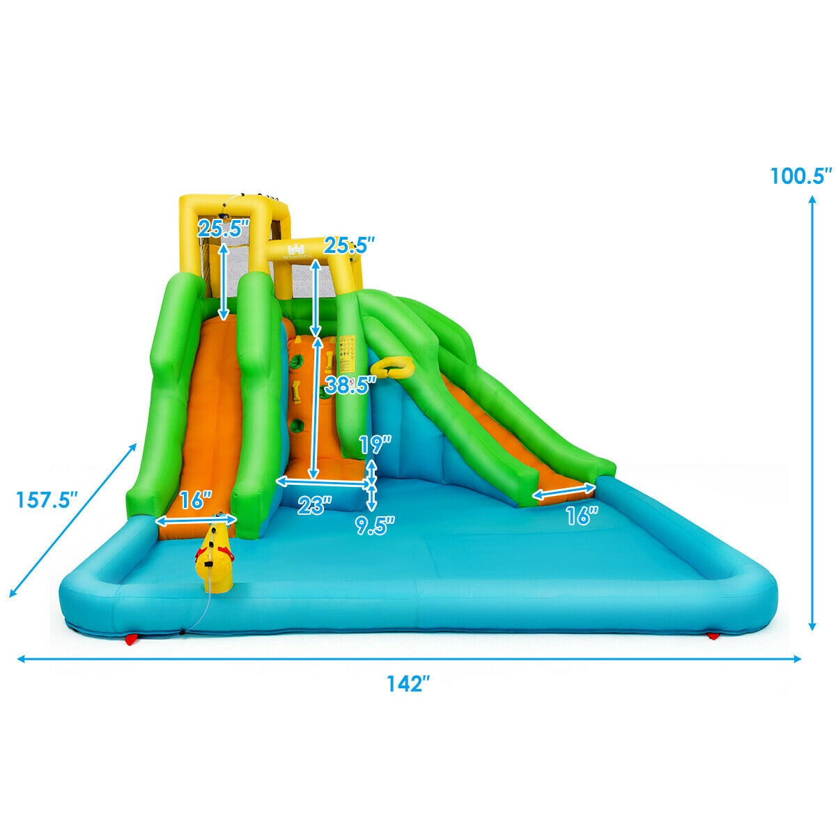 Inflatable Water Park Bounce House with Climbing Wall Kids Crystal