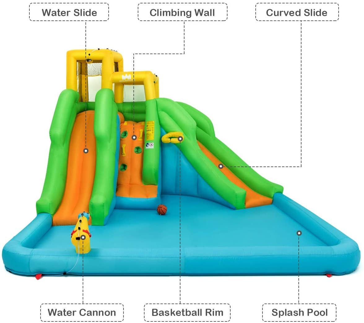 Inflatable Water Park Bounce House with Climbing Wall Kids Crystal