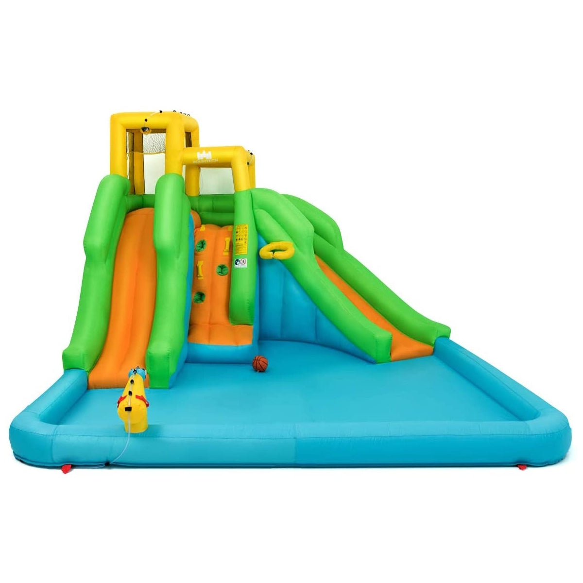 Inflatable Water Park Bounce House with Climbing Wall Kids Crystal