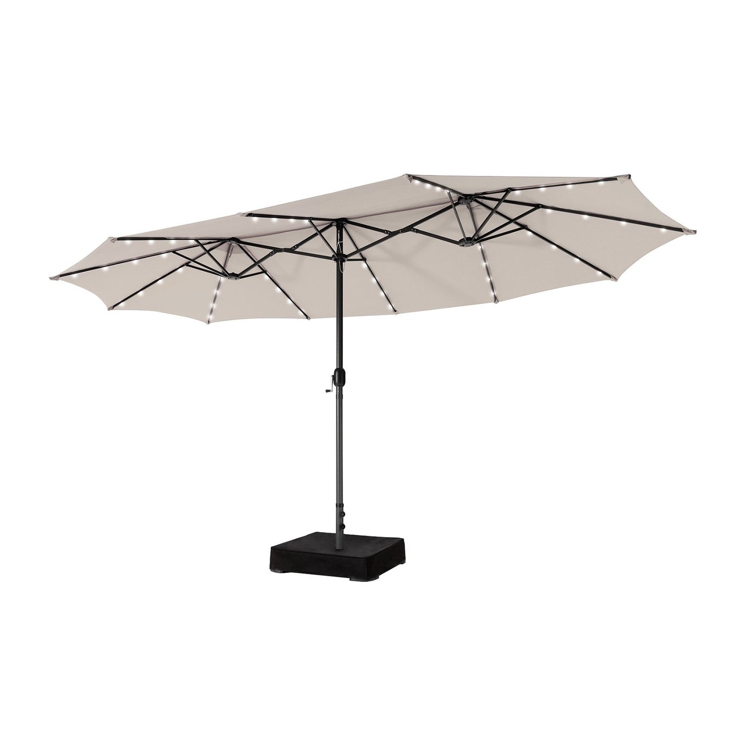 15 Feet Double-Sided Patio Umbrella with 48 LED Lights-Beige Kids Crystal