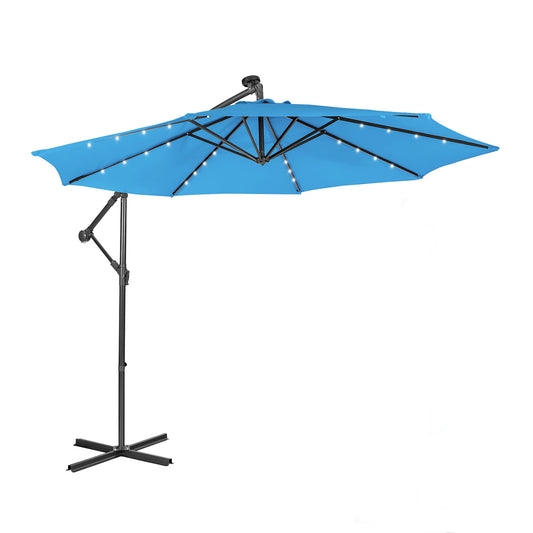 10 Feet Patio Solar Powered Cantilever Umbrella with Tilting System-Blue Kids Crystal