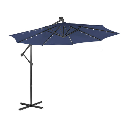 10 Feet Patio Solar Powered Cantilever Umbrella with Tilting System-Navy Kids Crystal