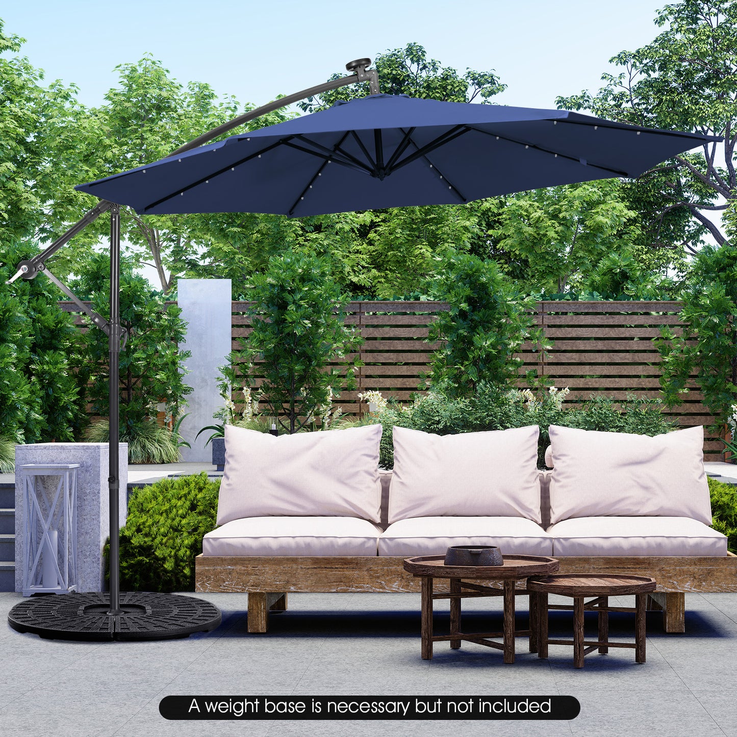 10 Feet Patio Solar Powered Cantilever Umbrella with Tilting System-Navy Kids Crystal