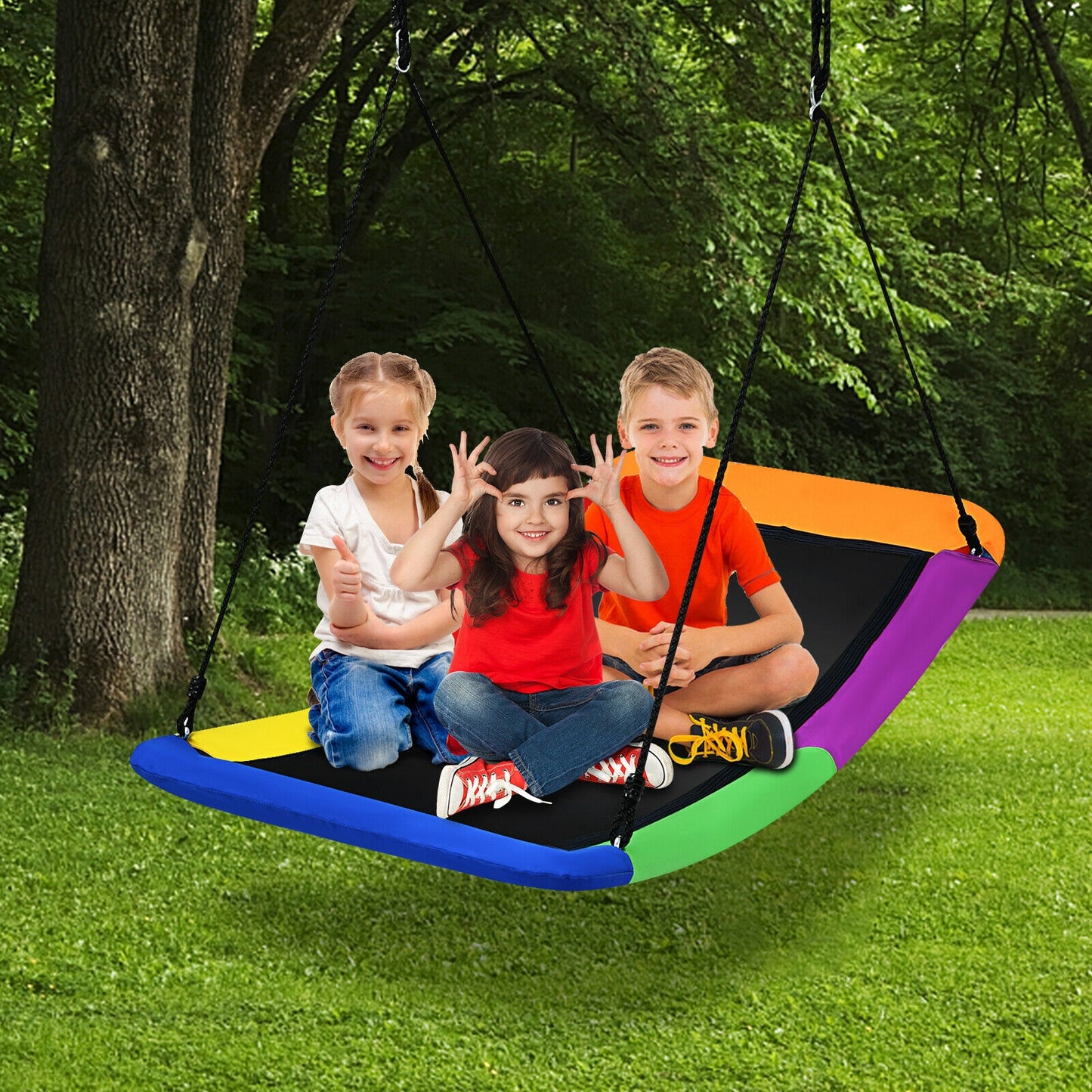 700lb Giant 60 Inch Platform Tree Swing for Kids and Adults-Multicolor Kids Crystal