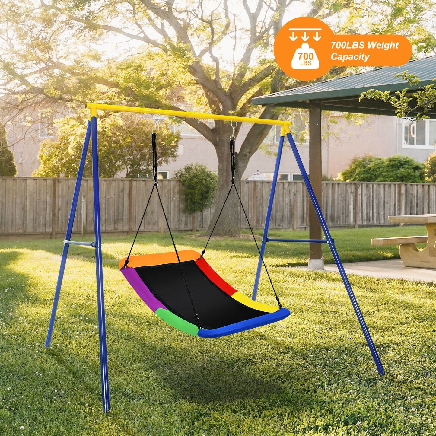 700lb Giant 60 Inch Platform Tree Swing for Kids and Adults-Multicolor Kids Crystal
