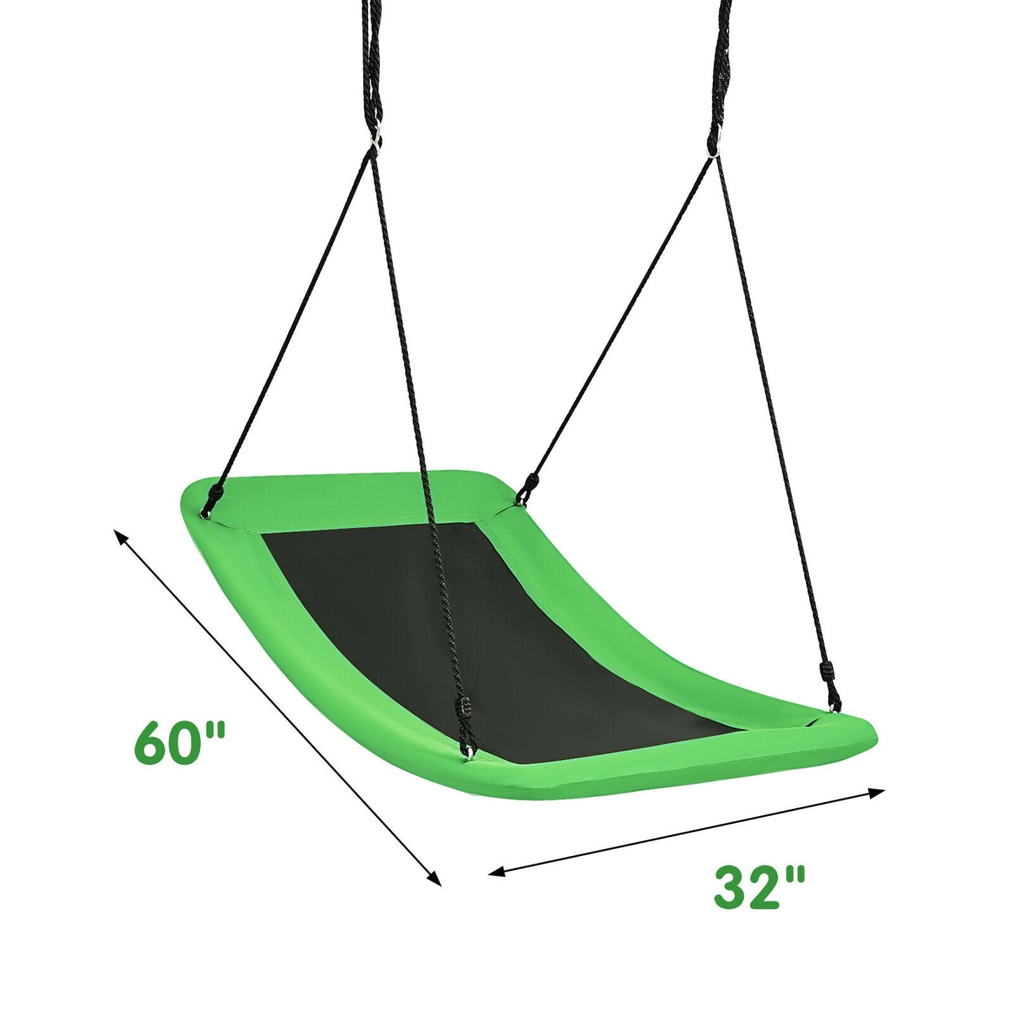 700lb Giant 60 Inch Platform Tree Swing for Kids and Adults-Green Kids Crystal