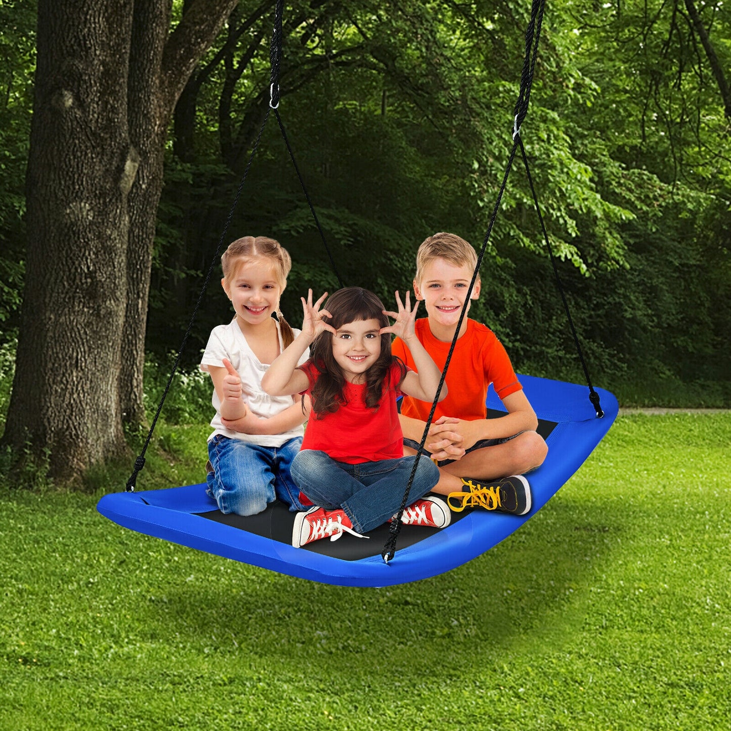 700lb Giant 60 Inch Platform Tree Swing for Kids and Adults-Blue Kids Crystal