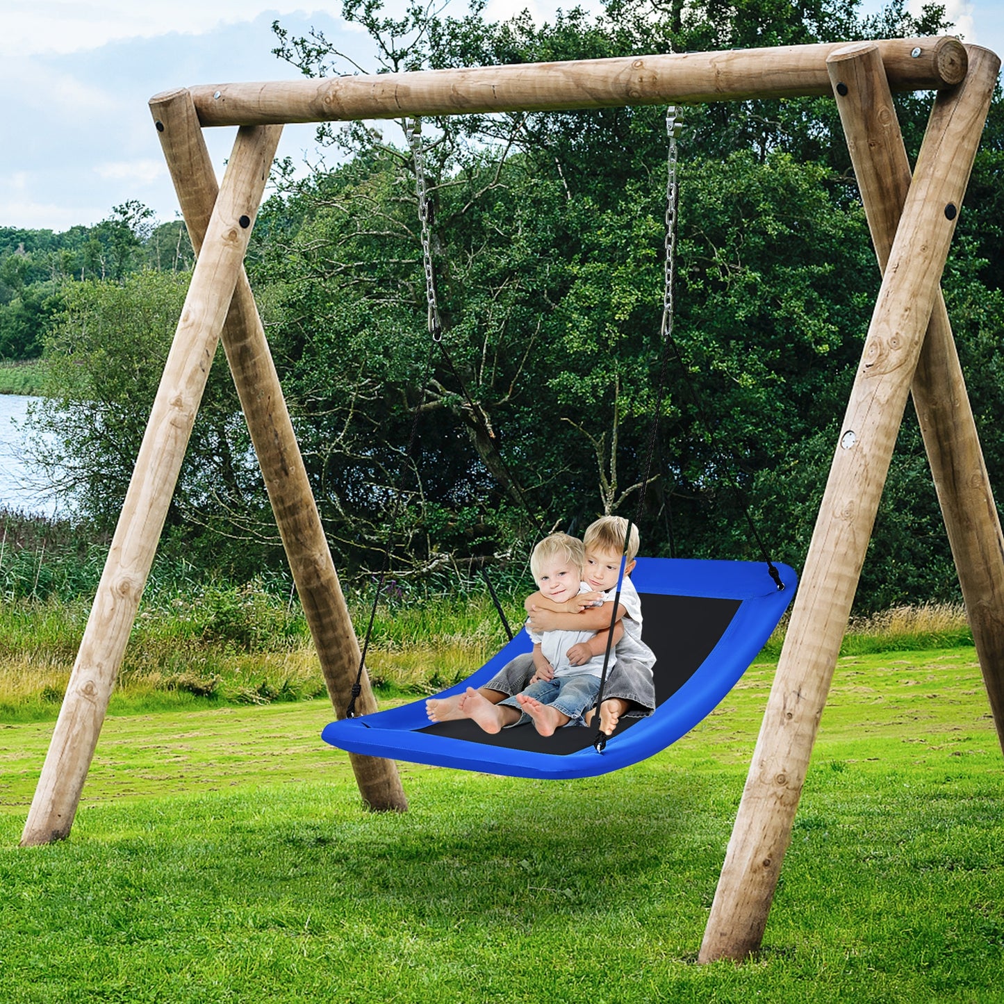 700lb Giant 60 Inch Platform Tree Swing for Kids and Adults-Blue Kids Crystal