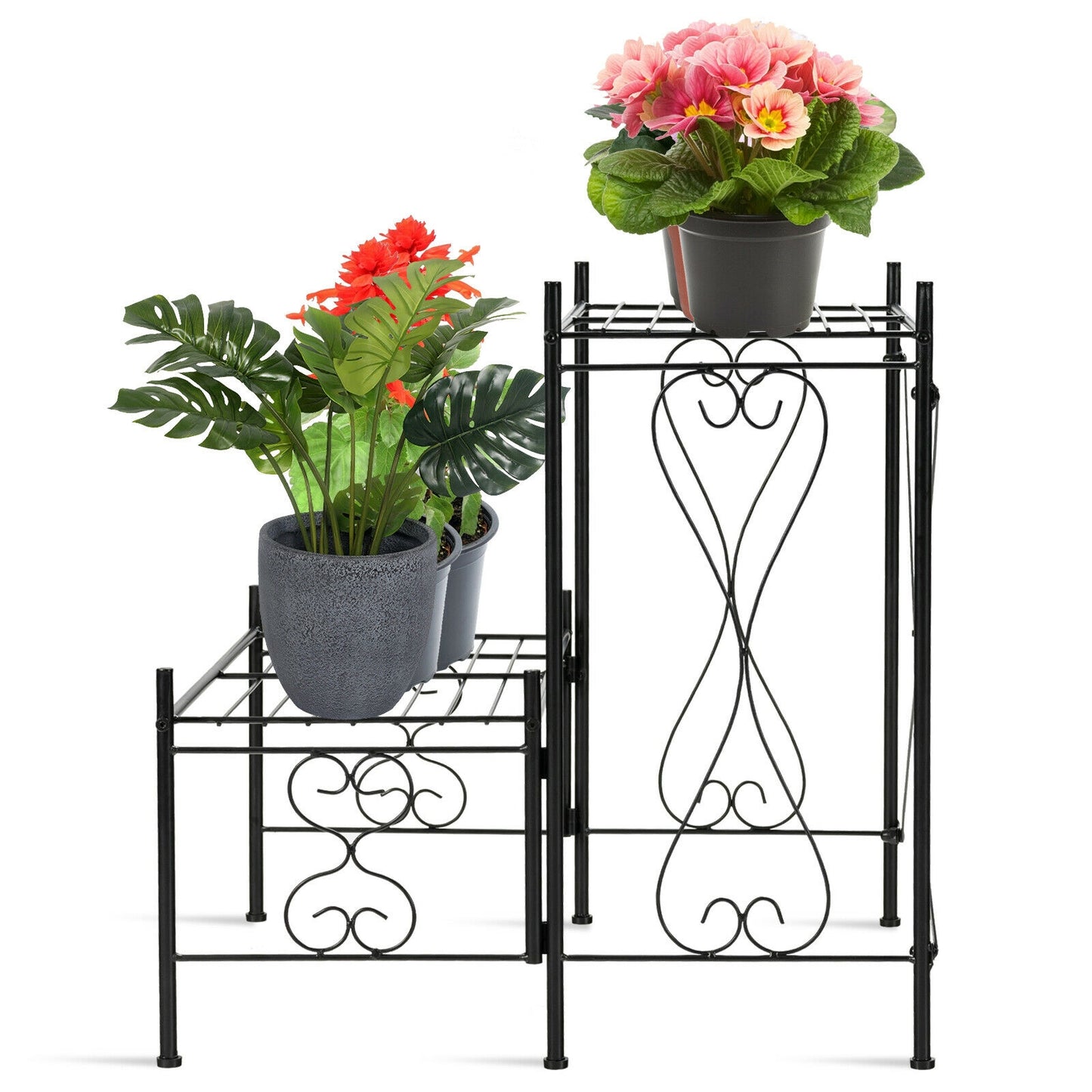 2-Tier Metal Plant Stand Garden Shelf Kids Crystal
