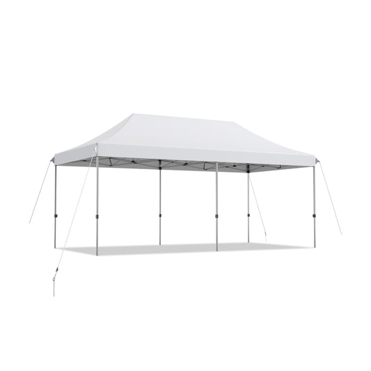 10 x 20 Feet Adjustable Folding Heavy Duty Sun Shelter with Carrying Bag-White Kids Crystal
