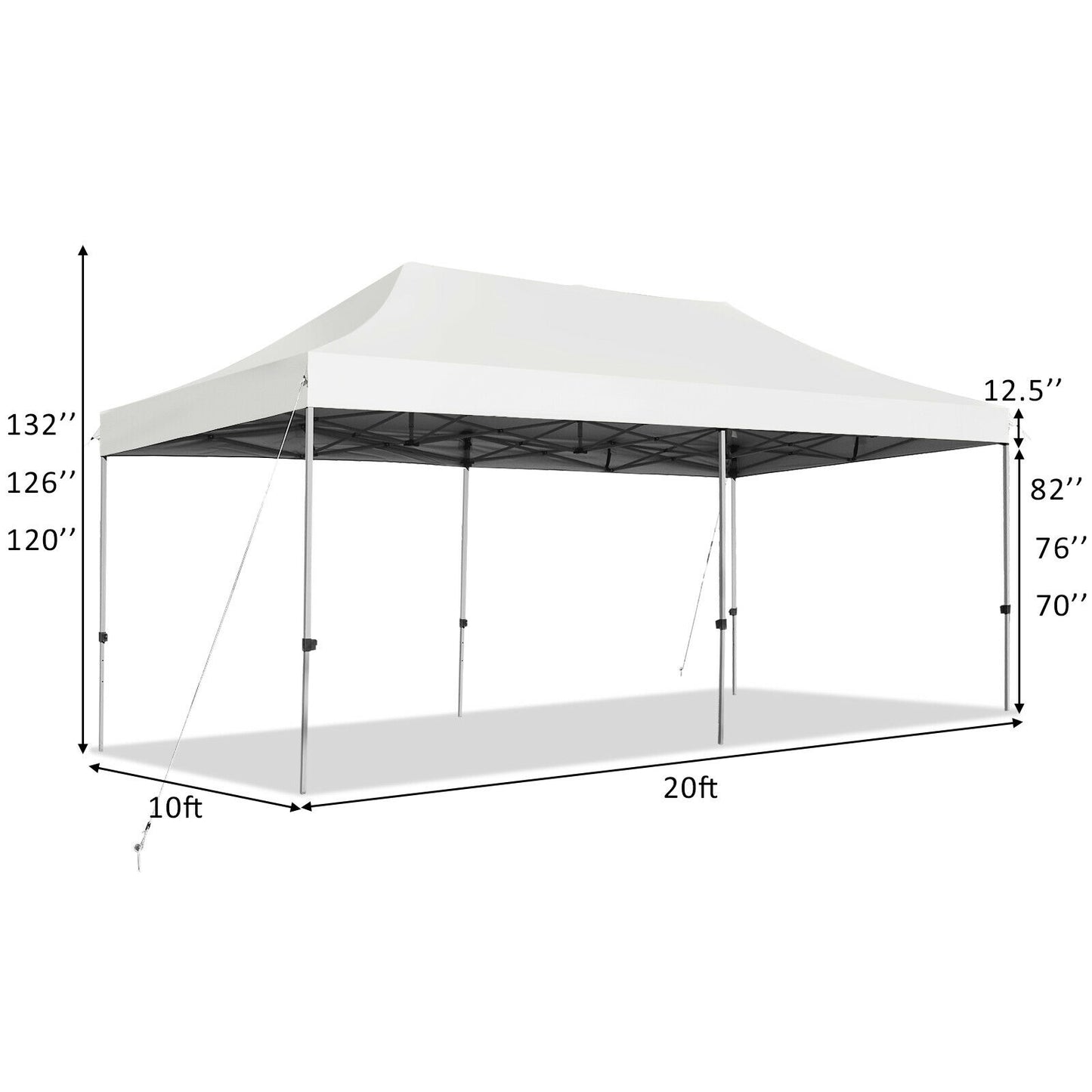 10 x 20 Feet Adjustable Folding Heavy Duty Sun Shelter with Carrying Bag-White Kids Crystal