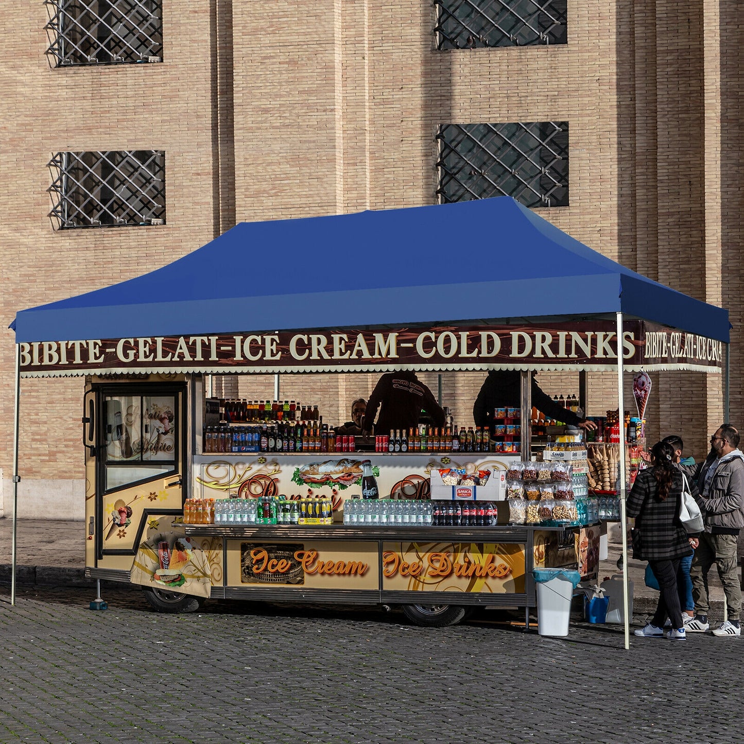 10 x 20 Feet Adjustable Folding Heavy Duty Sun Shelter with Carrying Bag-Blue Kids Crystal