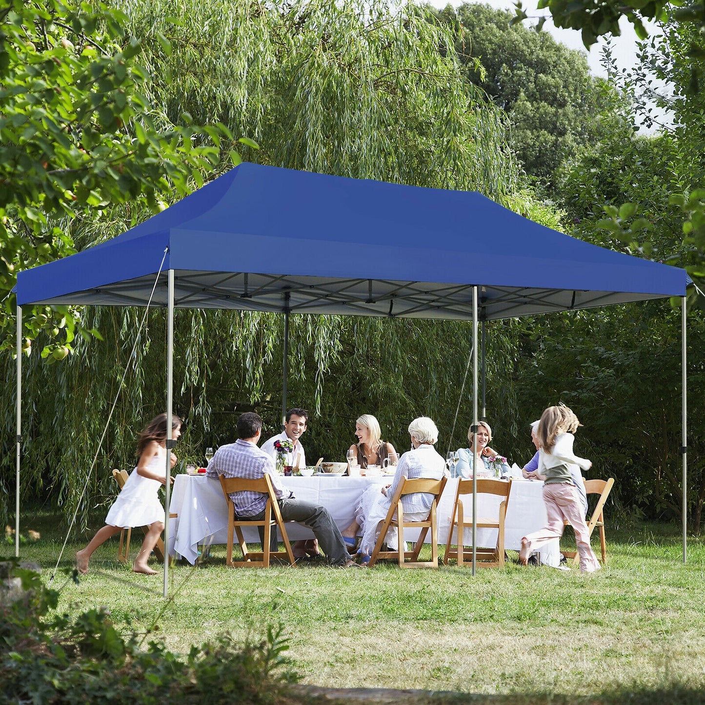 10 x 20 Feet Adjustable Folding Heavy Duty Sun Shelter with Carrying Bag-Blue Kids Crystal