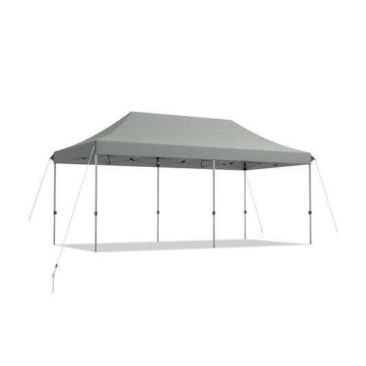 10 x 20 Feet Adjustable Folding Heavy Duty Sun Shelter with Carrying Bag-Gray Kids Crystal