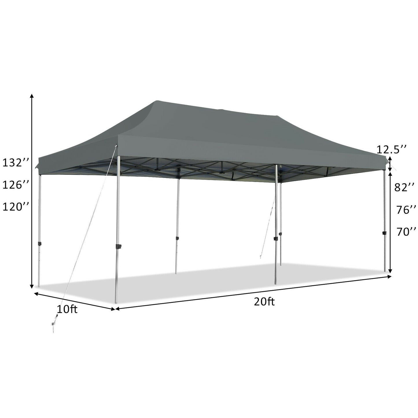 10 x 20 Feet Adjustable Folding Heavy Duty Sun Shelter with Carrying Bag-Gray Kids Crystal
