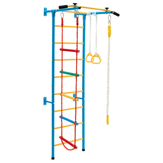 5 In 1 Kids Indoor Gym Playground Swedish Wall Ladder for Solid Wall-Yellow Kids Crystal