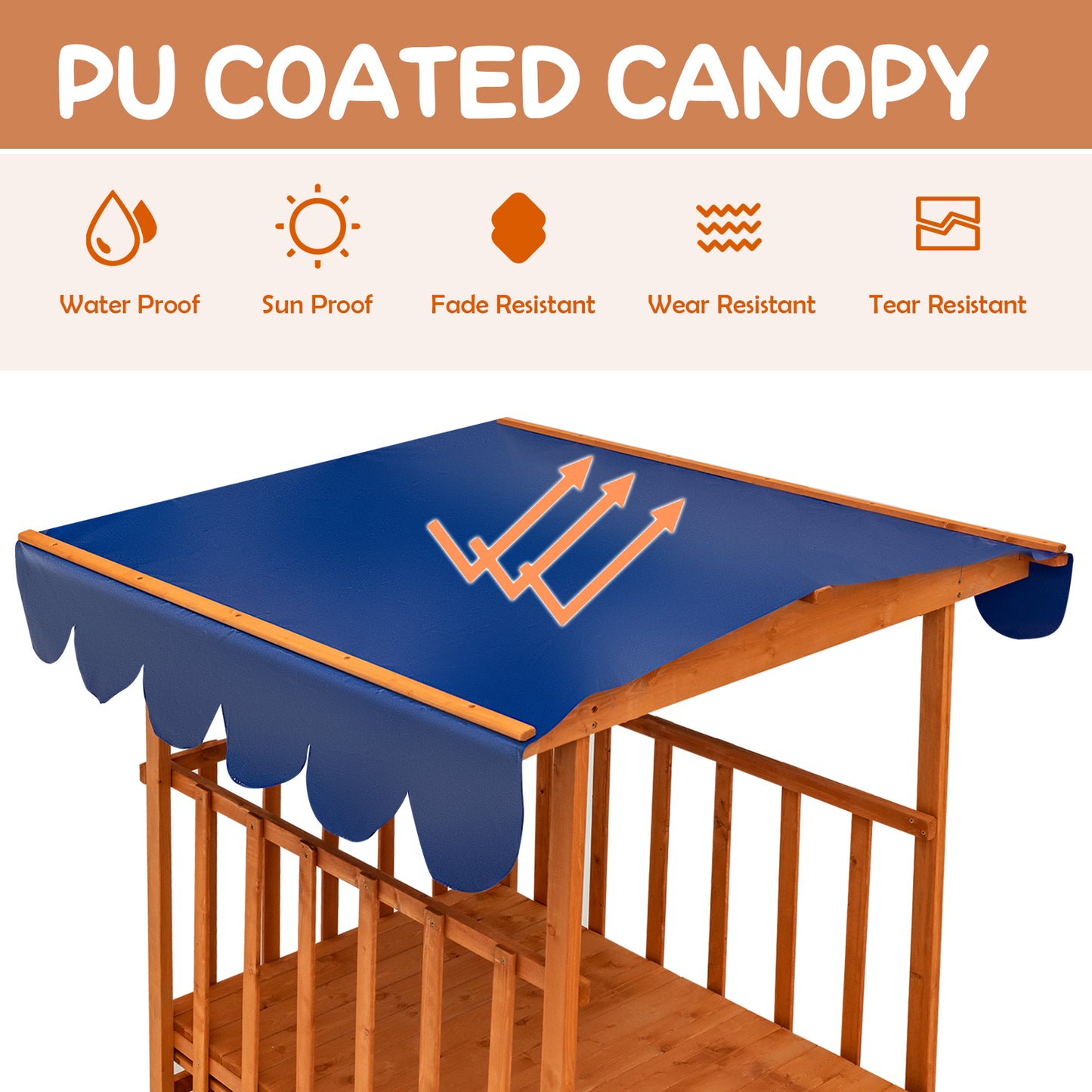 Kids Outdoor Wooden Retractable Sandbox with Cover and Built-in Wheels-Natural Kids Crystal